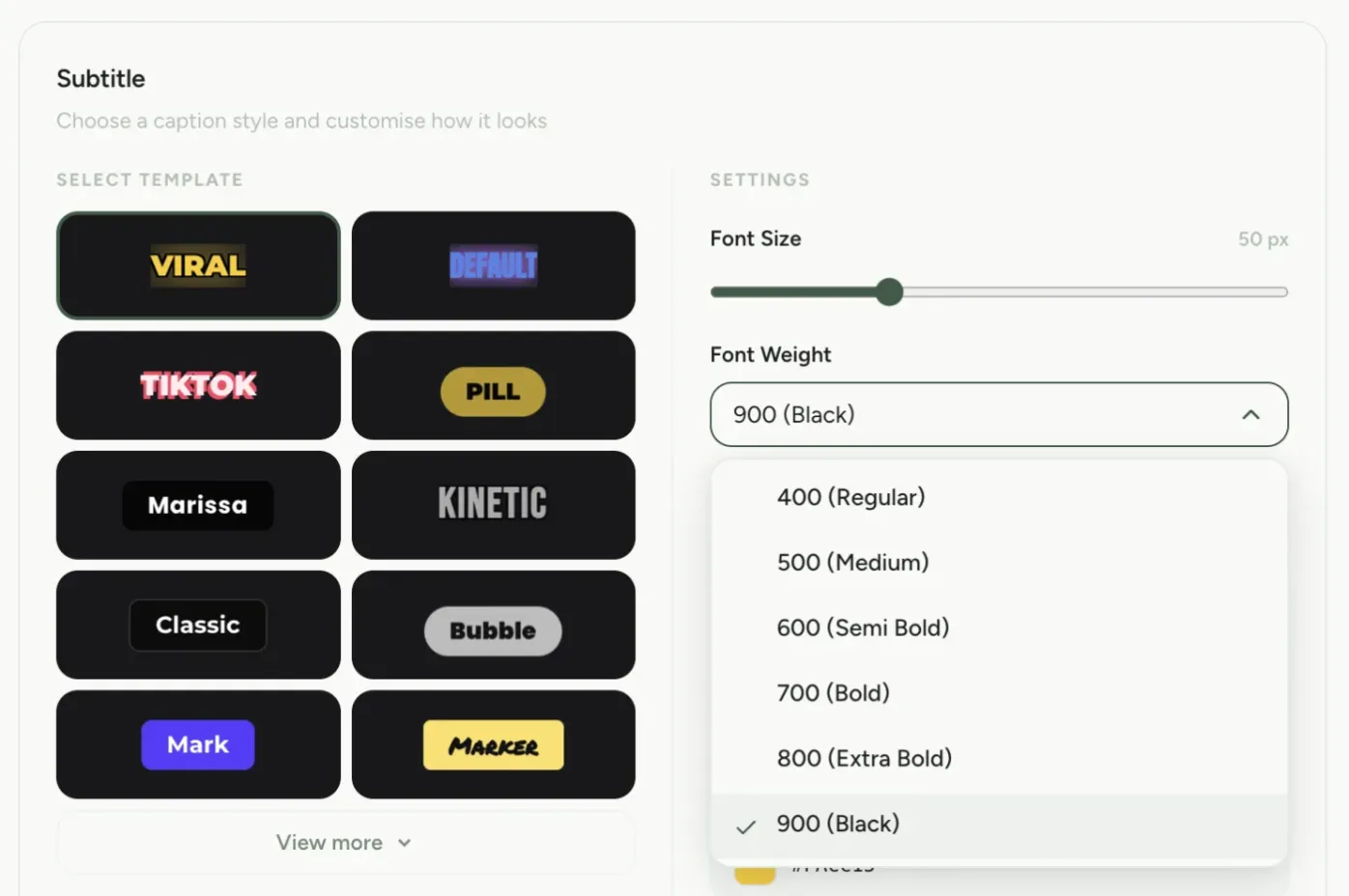 VClip animated captions — 28 TikTok and YouTube Shorts caption styles including VIRAL, Pill, and Kinetic
